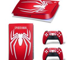 Spider-Man-White-Big-Logo-on-Red-PS5-Skins-Console-Controller-Wraps-Cover-Plates-Decals-Stickers-Set-for-Sony-PlayStation-5-Original-Digital-Disc-Edition-Customized-Game-Theme_66