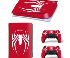 Spider-Man-White-Small-Logo-on-Red-PS5-Skins-Console-Controller-Wraps-Cover-Plates-Decals-Stickers-Set-for-Sony-PlayStation-5-Original-Digital-Disc-Edition-Customized-Game-Theme_68