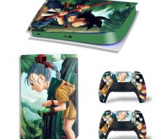 Cartoon-Goku-And-Bulma-Green-PS5-Skins-Console-Controllers-Wraps-Movies-Theme-Decals-Stickers-for-PlayStation-5-4-Original-Digital-Disc-Edition-Protective-Films_099