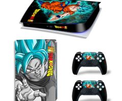 Dragon-Ball-Z-Super-Fighter-Cyan-On-Black-PS5-Skins-Console-Controllers-Wraps-Movies-Theme-Decals-Stickers-for-PlayStation-5-4-Original-Digital-Disc-Edition-Protective-Films