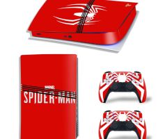Marvel-Spider-Man-Logo-on-Red-PS5-Pro-Skins-Console-Controller-Wraps-Cover-Plates-Decals-Stickers-for-Sony-PlayStation-5-Pro-Digital-Disc-Edition-Custom-Game-Theme_58