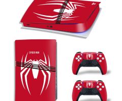 Spider-Man-White-Small-Logo-on-Red-PS5-Pro-Skins-Console-Controller-Wraps-Cover-Plates-Decals-Stickers-for-Sony-PlayStation-5-Pro-Digital-Disc-Edition-Custom-Game-Theme_68