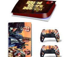 GTA-5-Big-Three-Logo-On-Dark-Red-Best-PS5-Pro-Skins-Console-Controller-Grand-Theft-Auto-6-V-VI-Decals-Stickers-for-PlayStation-5-Pro-Digital-Disc-Edition-Protective-Films