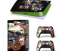 GTA-5-Five-Three-Gunmen-Black-Green-Best-PS5-Pro-Skins-Console-Controller-Grand-Theft-Auto-6-V-VI-Decals-Stickers-for-PlayStation-5-Pro-Digital-Disc-Edition-Protective-Films