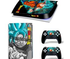 Dragon-Ball-Z-Super-Fighter-Cyan-On-Black-PS5-Pro-Skins-Console-Controllers-Wraps-Movies-Theme-Decals-Stickers-for-PlayStation-5-4-Pro-Digital-Disc-Edition-Protective-Films