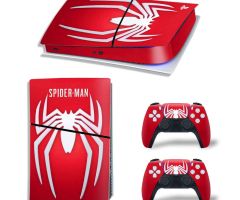 Spider-Man-White-Big-Logo-on-Red-PS5-Slim-Skins-Console-Controller-Wraps-Cover-Plates-Decals-Stickers-Set-for-Sony-PlayStation-5-Slim-Digital-Disc-Edition-Game-Theme_66