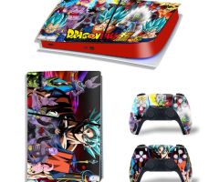Dragon-Ball-Super-30th-Anniversary-Red-Black-PS5-Slim-Skins-Console-Controllers-Wraps-Movies-Theme-Decals-Stickers-for-PlayStation-5-4-Slim-Digital-Disc-Edition-Protective-Films