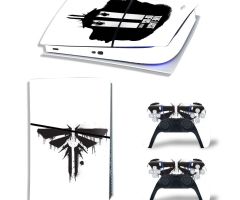 The-Last-Of-Us-Part-II-Black-Logo-on-White-PS5-Slim-Skins-Console-And-Controllers-Wraps-Game-Movie-Theme-Decals-Stickers-for-PlayStation-5-Slim-Digital-Disc-Edition-Protective-Films