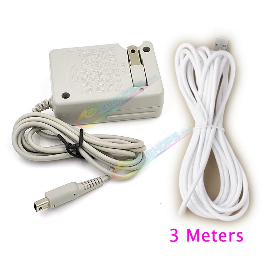  Cheap Nintendo 3DS XL / LL Charger AC Power Supply Adapter US Plug + 3 Meters USB Charging Cable, Best Original 3DSXL 3DSLL Handheld Console 100-240V Wall / Desktop Charge Adaptor + White 3M Thickened Extension Charge Line Free Shipping 