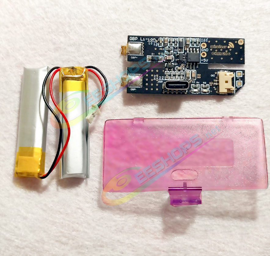  Best Nintendo GameBoy Pocket USB-C Dual Rechargeable Li-ion Battery Pack Mod Kit Replacement, Cheap GBP Console Handheld Console Non-destructive DIY Type-C Modded 500 mAh Two Lithium Batteries Charging Module with  Rear Cover Free Shipping 