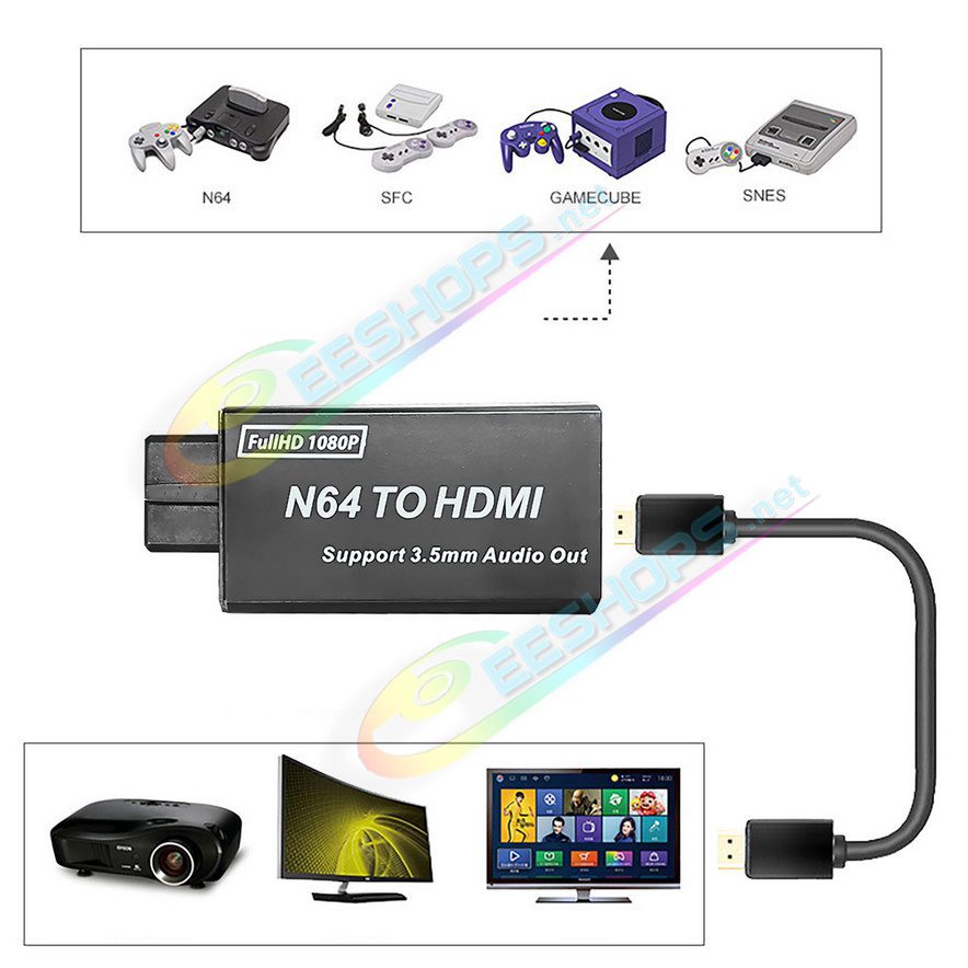  Cheap Nintendo 64 Gamecube to HDMI Converter Adapter with Headset Port, Best New N64 Game Cube Cubes Video Consoles, High-Definition HDTV 1080P/720P PAL/NTSC HD TV Monitor Video Converting Adaptor + 3.5mm Audio Out Accessories Free Shipping 