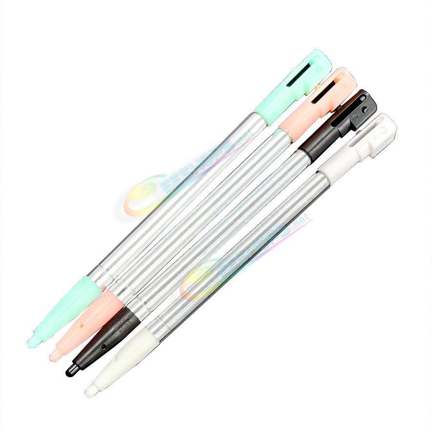  Cheap Nintendo DSi Extra Stylus Telescoping Metal Touch Pen Pack 4 Colors Set Replacement, Best NDSi Handheld Game Console, New Black / White / Pink / Ice Blue Resistive Pens Pencil Touchpen Four PCS Spare Parts Accessories Free Shipping 