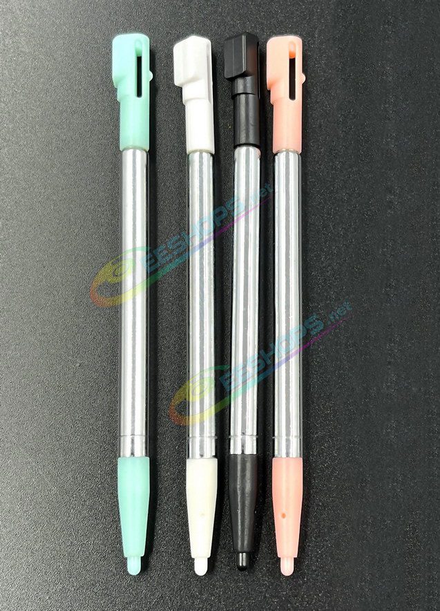  Cheap Nintendo DSi Extra Stylus Telescoping Metal Touch Pen Pack 4 Colors Set Replacement, Best NDSi Handheld Game Console, New Black / White / Pink / Ice Blue Resistive Pens Pencil Touchpen Four PCS Spare Parts Accessories Free Shipping 