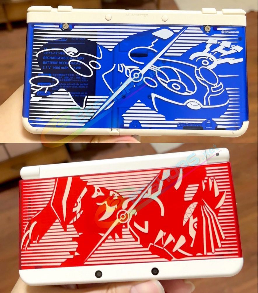 Cheap Nintendo New 3DS Extra Faceplate Replacement Clear Cover Plates Pokemon Ruby & Sapphire, Best New3DS Small Handheld Game Console, Semi-Transparent Limited Edition Red & Blue Top & Bottom Outer Shells Coverplate Set Accessories Free Shipping