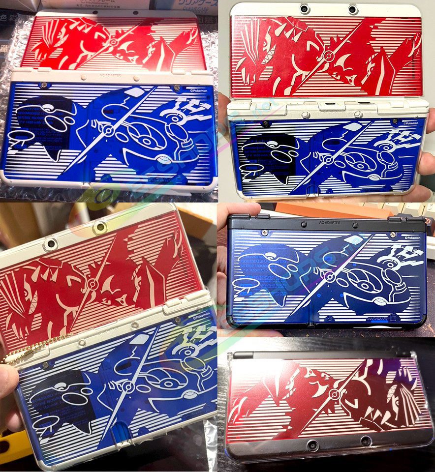 Cheap Nintendo New 3DS Extra Faceplate Replacement Clear Cover Plates Pokemon Ruby & Sapphire, Best New3DS Small Handheld Game Console, Semi-Transparent Limited Edition Red & Blue Top & Bottom Outer Shells Coverplate Set Accessories Free Shipping