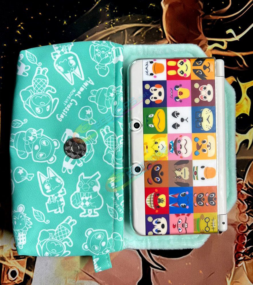  Best New Nintendo 3DS Soft Storage Bag Protective Carry Pouch Animal Crossing Pattern Green Color, Cheap New3DS Small Handheld Game Console Customized Handcraft Waterproof Impact Resistance Portable Travel Carrying Pouch Snap Pocket Free Shipping 