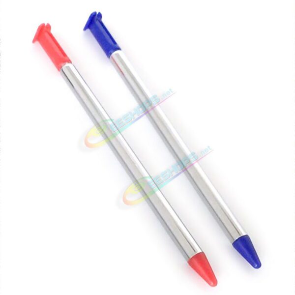 New Nintendo 3DS Extra Stylus Telescopic Metal Touch Pen Red / Blue Color Pack 2 PCS Set Replacement, Best New3DS N3DS Small Handheld Game Console Telescoping Pencil Touchpen Two Piece Spare Parts Accessories