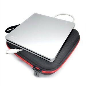 Slot-in External 6X 3D Blu-ray 8X DVD DL Burner SuperDrive + Storage Case, Best Mac Mini Pro Studio Desktop PC Book M1 M2 M3 2018 2023 2020 2024, New USB-C BD-RE DVD+-R/RW CD-R Player / Writer Portable Optical Drive w/ Touch Button