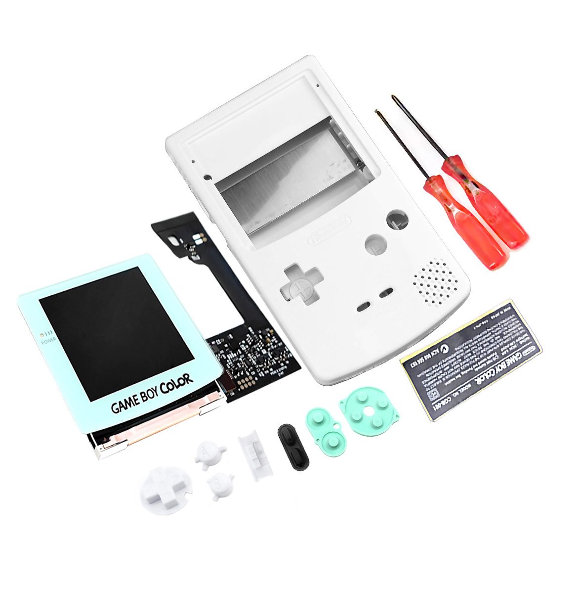 Original Gameboy Development Kit Customized Nintendo GameBoy Color Cyan IPS Screen Kit + Extra White ...