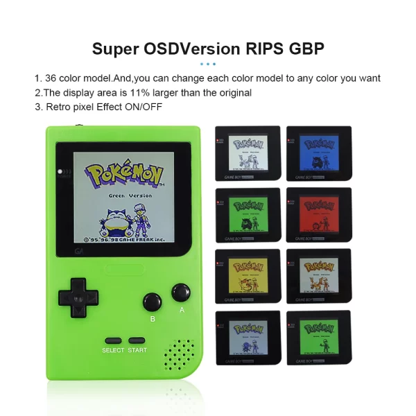Refurbished Nintendo Gameboy Pocket GBP Game Boy Complete Console Machine, Retro Pixel Large Display Q5 IPS LCD with Backlight OSD Menu Adjustable High-Brightness Mult-Color Housing Case - Image 3