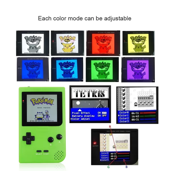 Refurbished Nintendo Gameboy Pocket GBP Game Boy Complete Console Machine, Retro Pixel Large Display Q5 IPS LCD with Backlight OSD Menu Adjustable High-Brightness Mult-Color Housing Case - Image 2