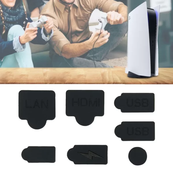 New PS5 Dust Plugs Set Silicone USB HDMI Port Soft Cover 7 PCS Set, for Sony PlayStation 5 Video Game Console, Dustproof Wear-Resistant Rubber Interface Hole Plug Multi-Color Accessories - Image 6