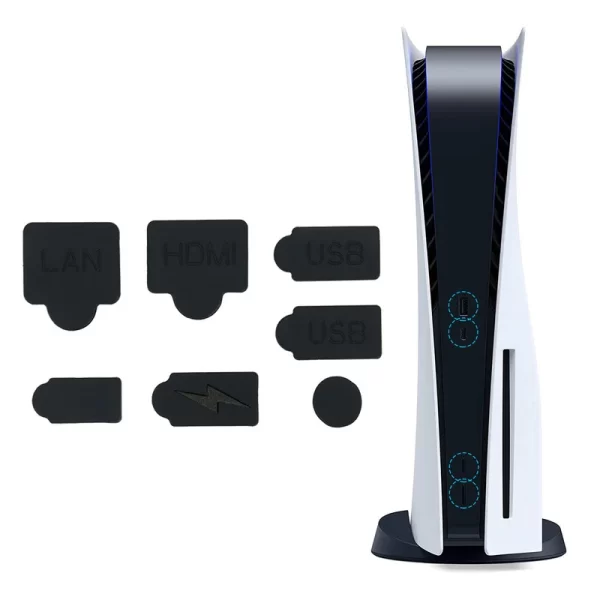 New PS5 Dust Plugs Set Silicone USB HDMI Port Soft Cover 7 PCS Set, for Sony PlayStation 5 Video Game Console, Dustproof Wear-Resistant Rubber Interface Hole Plug Multi-Color Accessories - Image 4