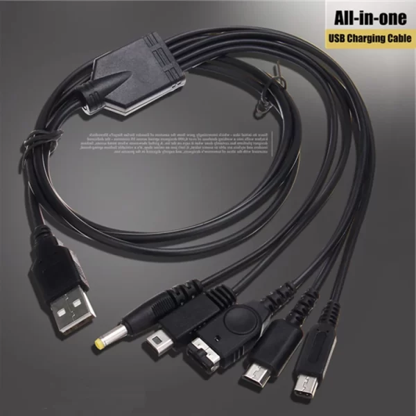 5 In 1 USB Game Charging Cable for Nintendo NDS Lite / Wii U / New 3DS XL LL /2DS / GBA SP / PSP 1000 2000 3000 Charger Cable Cords