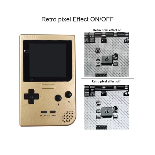 Refurbished Nintendo Gameboy Pocket GBP Complete Game Console Machine, Retro Pixel Large Display Q5 IPS LCD Mod Kit with Backlight OSD Adjustable High-Brightness Gold Color Housing Case - Image 2