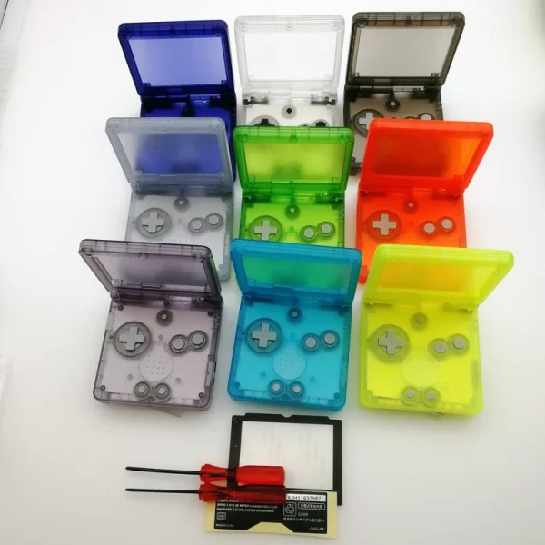 New GBA SP Clear IPS Screen Housing Case Shell Replacement, for GameBoy Advance SP Backlight LCD & AGS-001 AGS-101 No Need Cut, Multi-Color Transparent Outer Enclosure + Luminous Conductive Pads + Tool Full Set Accessories - Image 2