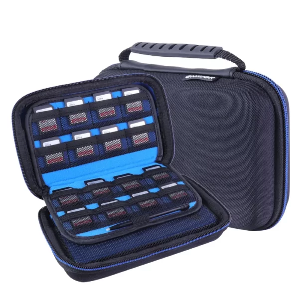 New3DSXL Carrying Case Large Game Card Storage Bag with Handle, for Nintendo New 3DS XL/ 3DS XL NEW 3DSXL/LL Handheld Console, EVA Hard Waterproof Shock Proof Protective Case +Mesh Pocket