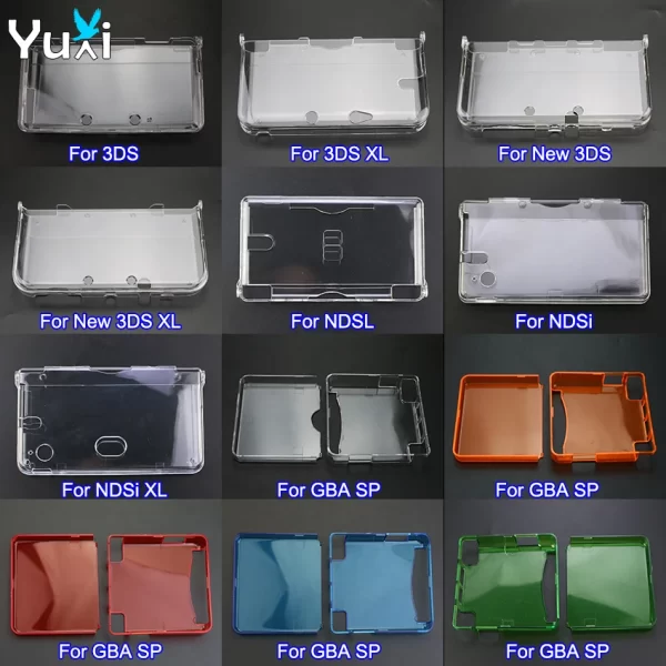 YuXi In Bulk Clear Plastic Crystal Case Protective Case Cover Hard Shell Skin For NDSL NDSi New 3DS XL For GBA SP Game Console