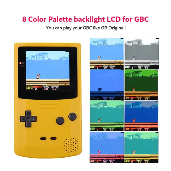 Rechargable 3.1 inch HD Laminated Q5 Larger IPS Drop in Screen Build in OSD RETRO PIXEL Screen For GBC Game Boy Color W/Shell - Image 2