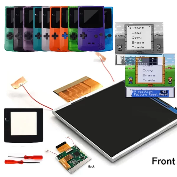 GBC 2.45" IPS Screen LCD Mod Kits Replacement, for Nintendo Gameboy Color Handheld Game Console, with Housing Case Shells Best Touch Control Display Easy Installation OSD