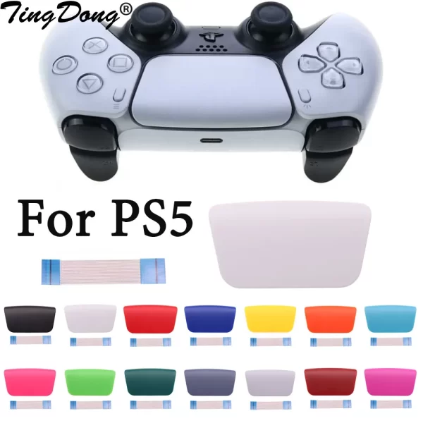 New PS5 Controller Replacement Touchpad Cover + Cable, for Sony PlayStation 5 Wireless Dualsense Controllers, Multi-Color Touch Pad Housing Shell with 18-Pin Flex Ribbon Set Spare Parts Accessories