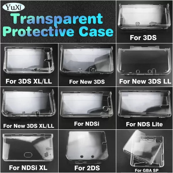 Transparent Protective Case For Nintend New 3DS XL LL 2DS GBA SP Plastic Skin Case Cover Hard Shell For NDS Lite NDSi XL LL