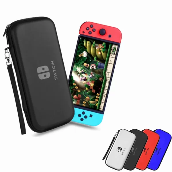 NS Switch Hard Carrying Case Anti-Impact Storage Bag 4 Colors, for Nintendo Switch OLED / Long Battery Life Game Console, Waterproof Shock Proof Skin-Friendly Carry Travel Bag + Hand Strap