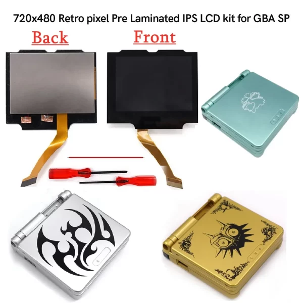 GBA SP V5 Pre-Laminated Drop In 720x480 Backlight IPS LCD Screen Kit + Pre-cut Special Housing Case Shell Case For Nintendo Gameboy Advance SP