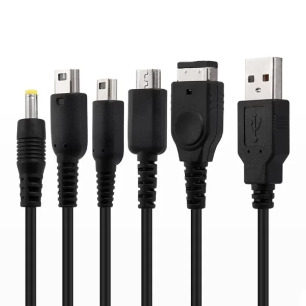 5 in 1 Charger Cable Cord Line Wire for Nintendo NDSL / Wii U New 3DS XL 2DS DsiXL for NDS GBA SP PSP1000 Universal Charger Cable