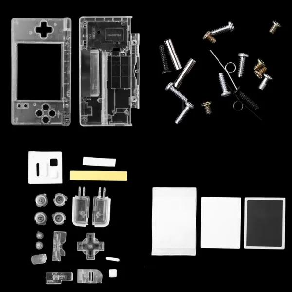 New NDSL Extra Replacement Housing Case Clear Shell Full Set Replacement, for Nintendo DS NDS Lite Handheld Game Console, DIY Outer Enclosure Shells + Screws, Rubber Pads, Buttons Accessories - Image 3