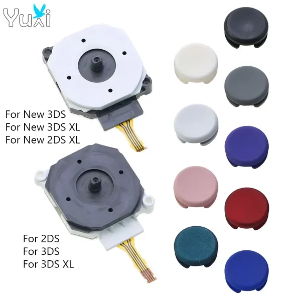 New 3DS 3D Analog Joystick + Joy Stick Cap Replacement, for Nintendo 3DS 3DS XL 3DSLL New3DS New 3DS XL LL Handheld Game Console, High Quality Multi Colors Control Button Covers Spare Parts