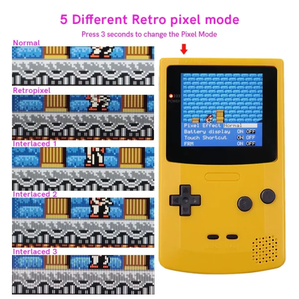 Rechargable 3.1 inch HD Laminated Q5 Larger IPS Drop in Screen Build in OSD RETRO PIXEL Screen For GBC Game Boy Color W/Shell - Image 4
