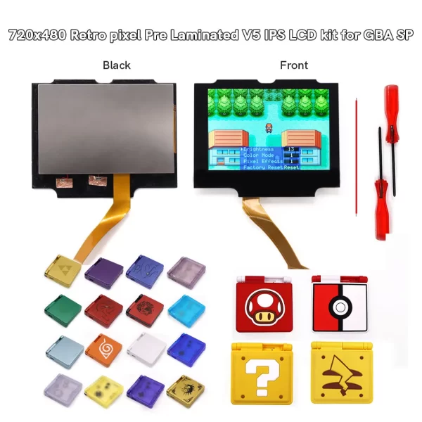 GBA SP IPS pre-Laminated LCD Screen V5 Mod Kits for Nintendo Gameboy Advance SP Console Best High-definition Display No Need to Cuting Housing Case Shell