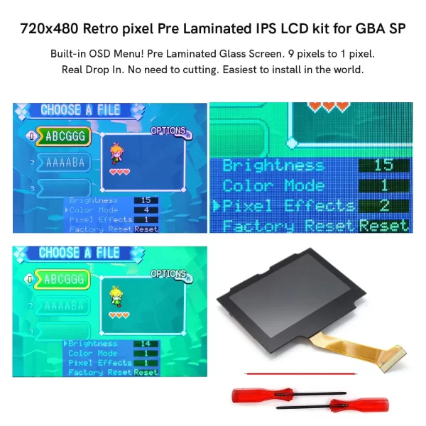 White V5 Drop in IPS For GBA SP LCD Kits Screen for Nintendo Gameboy Advance SP Pre-lamianted Glass Screen Cover New Case Replace Housing Case Shell - Image 2