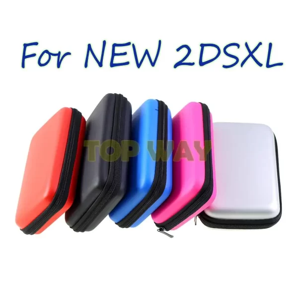 New 2DSXL EVA Carrying Case Hard Storage Bag Protective Pouch 5 Colors Available, for Nintendo New 2DS XL / LL Handheld Game Console, Impact Resistance Dual Zipper Carry Travel Case + Hand Strap