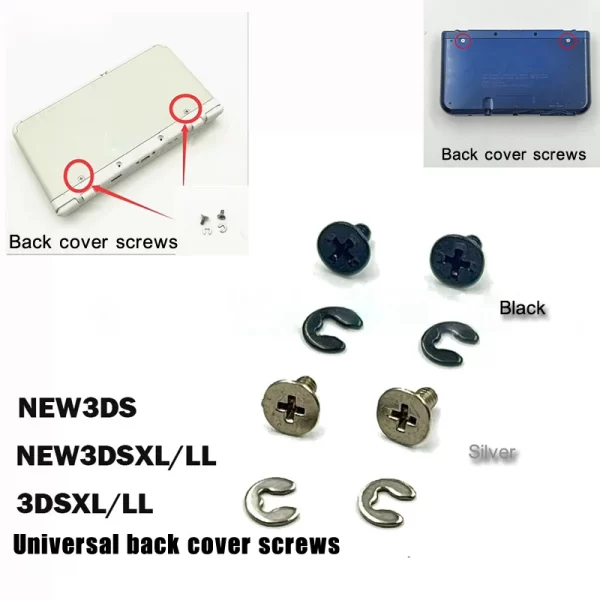 New 3DSXL Housing Case Cover Screws Set Replacement, for Nintendo New3DS 3DS XL / LL Handheld Game Console, Outer Top / Back Shell Front / Back Battery Cover Fixing Screw Repair Spare Parts
