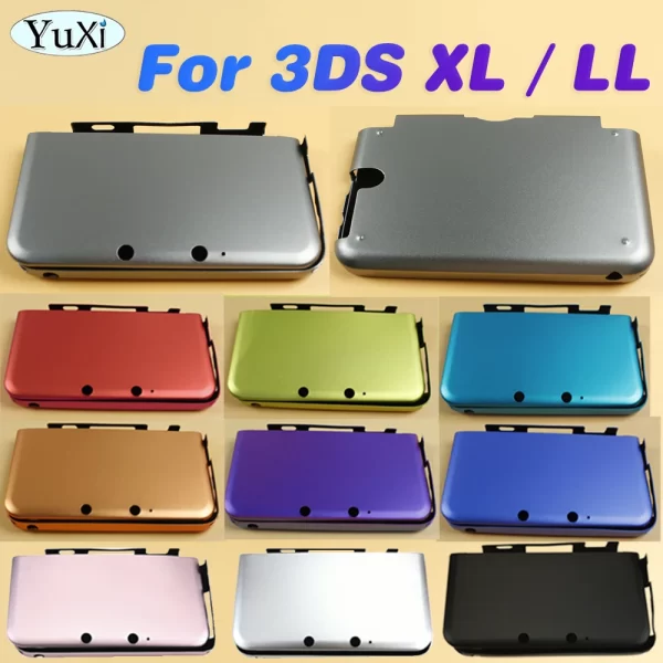 3DS XL LL Metal Protective Covers Top / Bottom Housing Shells, for Nintendo Old 3DSXL 3DSLL Big Handheld Console, Outer Aluminum Faceplate & Soft Lining Skin Protection Case Multi Colors Available