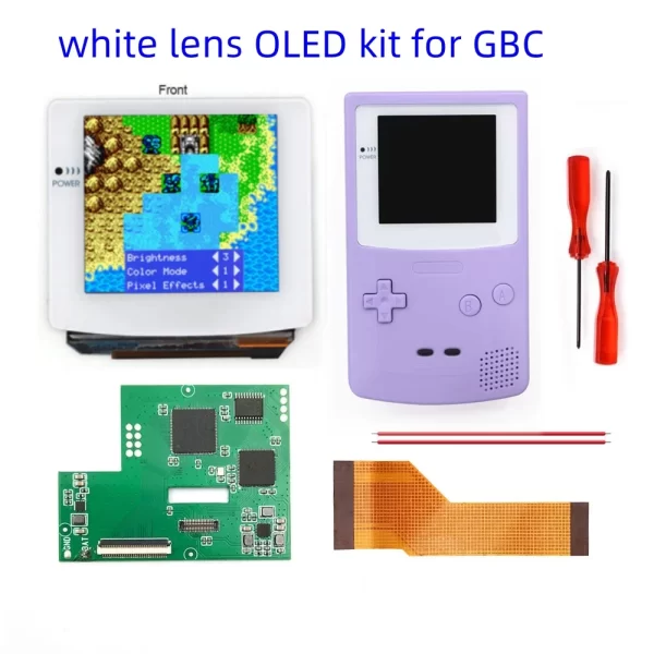DIY GBC White Touch Version Laminated AMOLED OLED Screen RETRO PIXEL Screen Easy Install Drop in For Nintendo Gameboy Color With Housing Shell Full Set