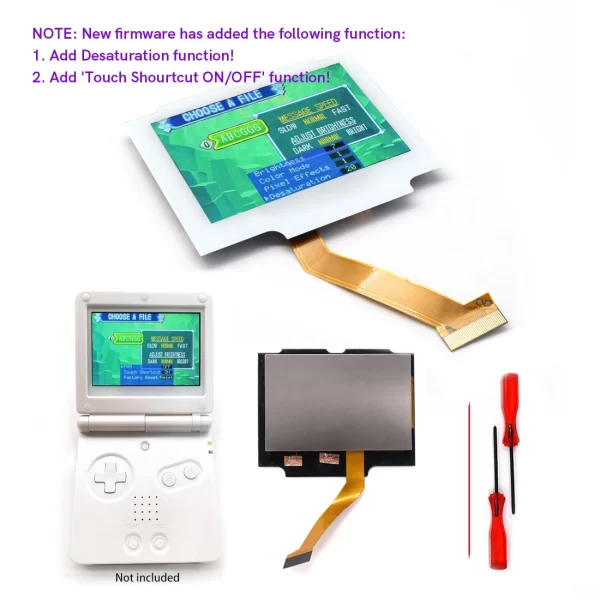 GBA SP White V5 IPS Laminated Screen LCD with Backlight Mod Kits for Nintendo Gameboy Advance SP Handheld Game Console, 720x480 Drop in Display + Limited Housing Case Shells Set