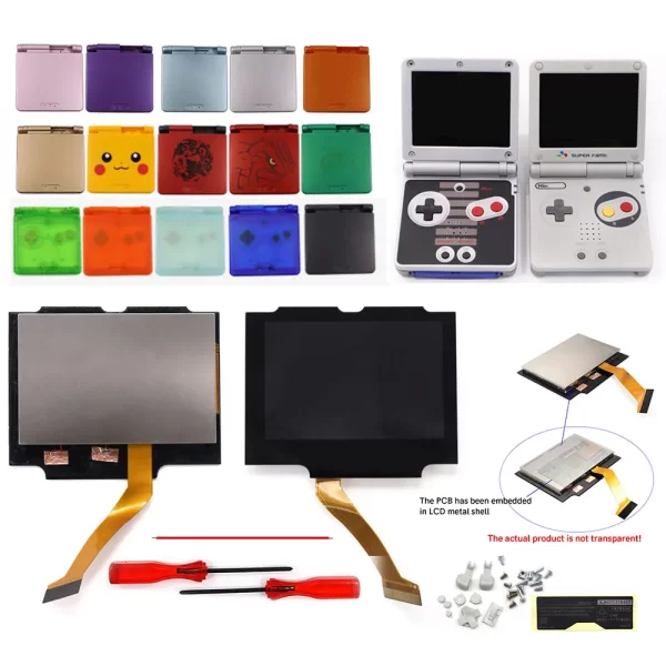 GBA SP V5 Drop In Pre Laminated IPS LCD Screen Mod Kit with Backlight Replacement for Nintendo Gameboy Advance SP Console 720x480 Retro Pixel No Cuting Housing Case Shell